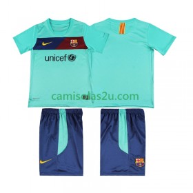 Camisolas de futebol FC Barcelona 2010 2011 Retro Criança Equipamento Alternativa Manga Curta